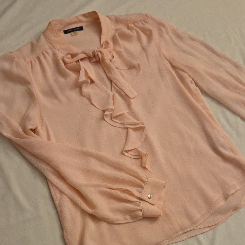 Tommy Hilfiger Elegant Peach Blouse with Ruffle Detail